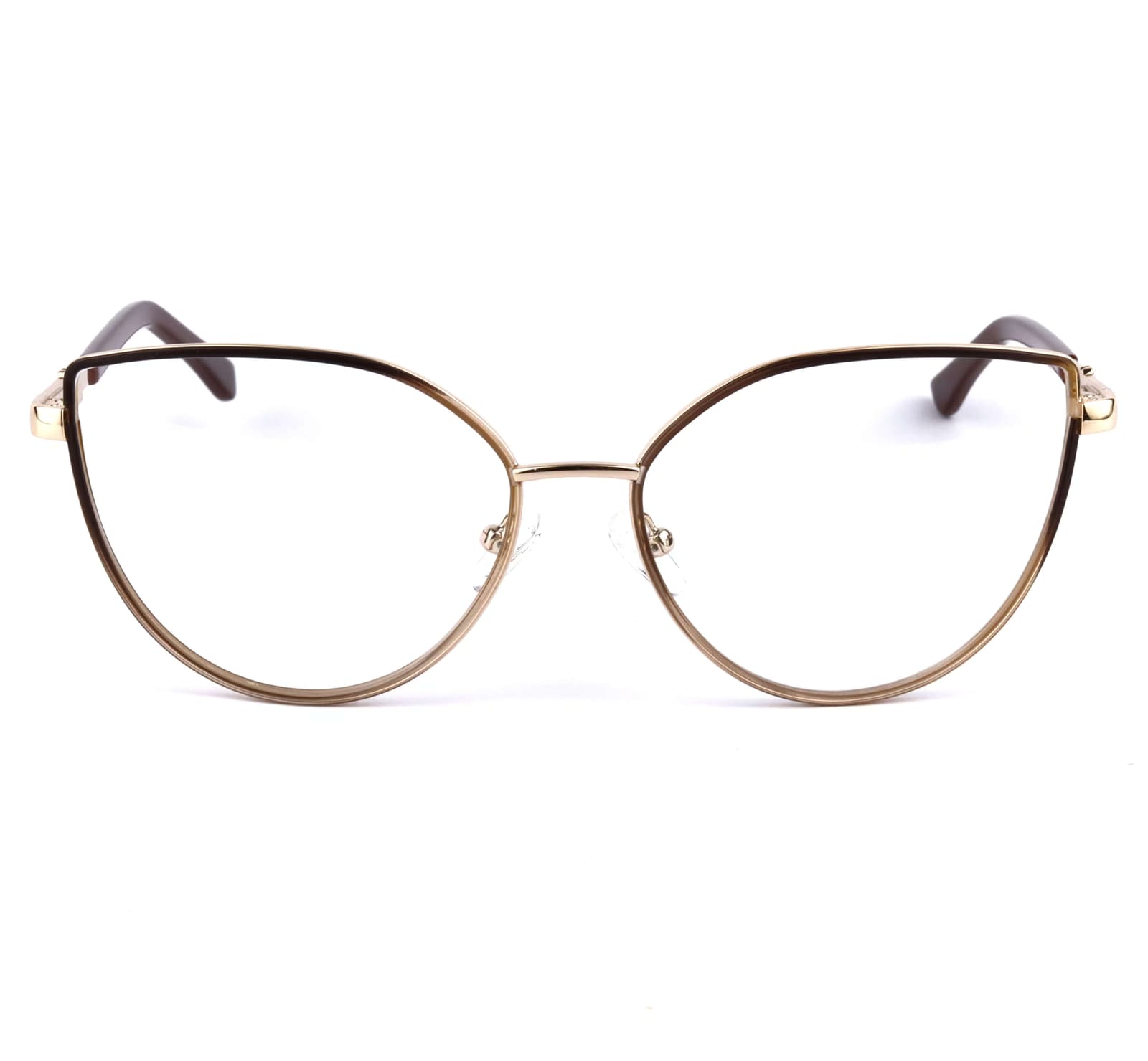 Diana C2 — armazón de receta oro rosado con patillas marrones, en metal, forma cat-eye, vista 3