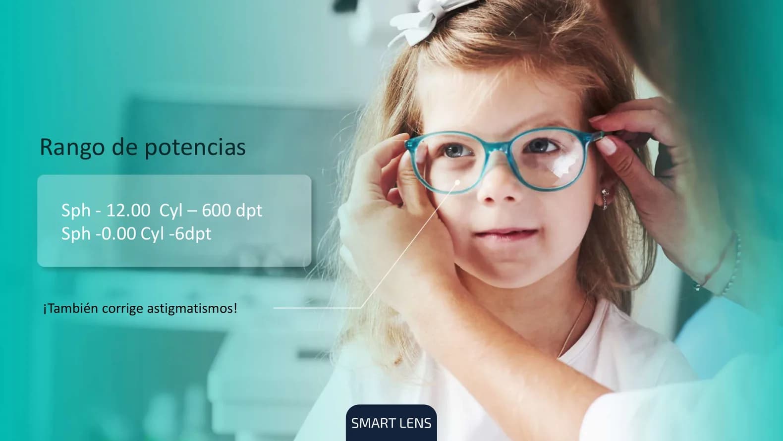 Rango de potencias de MyoFix: esfera hasta -12,00 y cilindro hasta -6,00 dioptrías; también corrige astigmatismo.